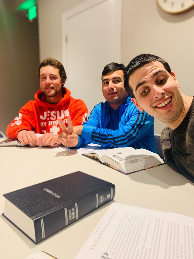 Friends studying Scripture together